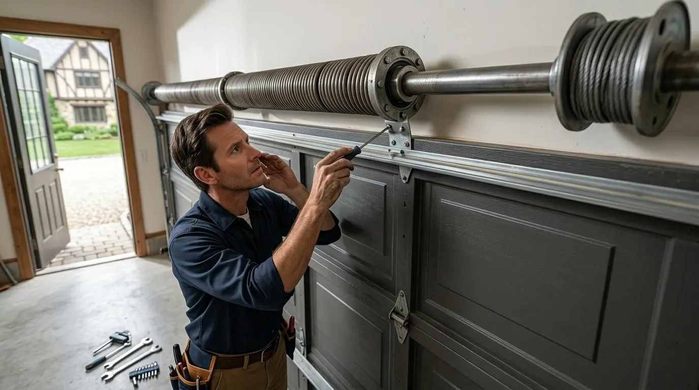 Garage door detail illustrating what that sound coming from your garage door actually means