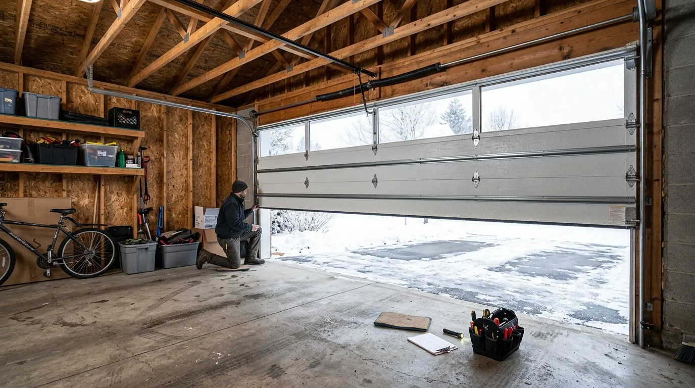 Garage door detail illustrating what a technician checks first on your jersey city garage door