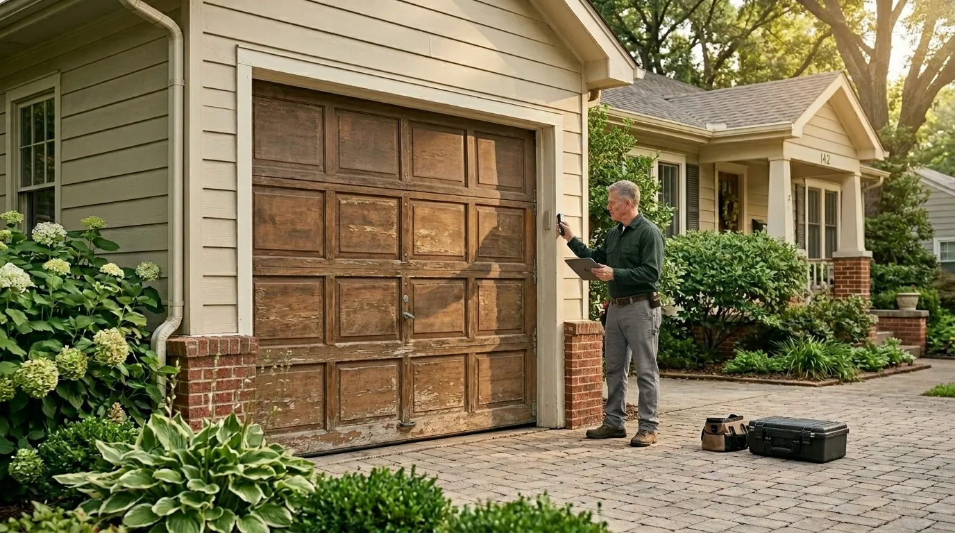 Garage door detail illustrating is your old garage door worth repairing?
